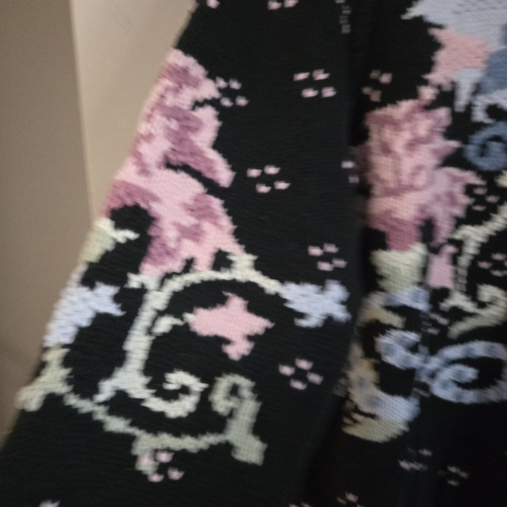 Vintage 90s Floral Chunky Knit Sweater Womens Medium Cottage - Picture 3 of 8